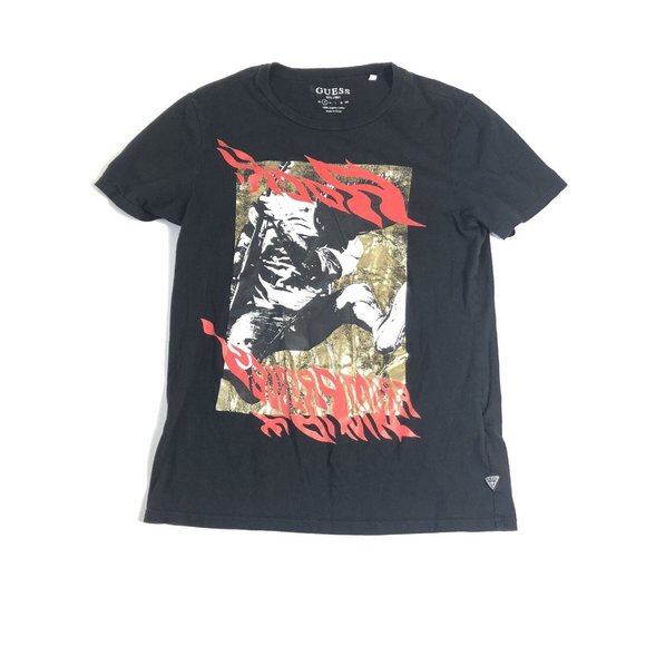 Guess Women's‎ Graphic T-Shirt Black Gold Red Size Small A68 - Picture 1 of 6